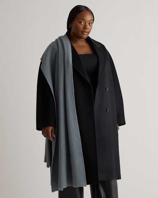 Dusty Blue Mongolian Cashmere Ribbed Wrap