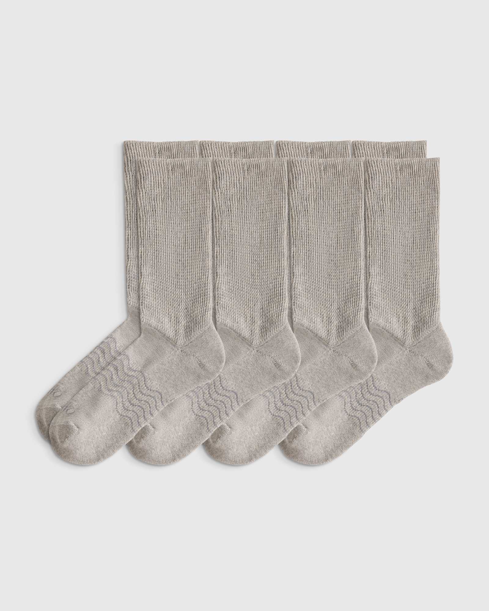 heather-grey Everyday Cotton Targeted Stretch Crew Socks (4-Pack)