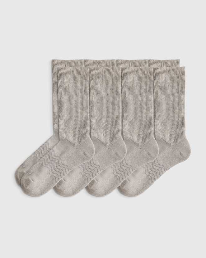 Heather Grey Everyday Cotton Targeted Stretch Crew Socks (4-Pack)