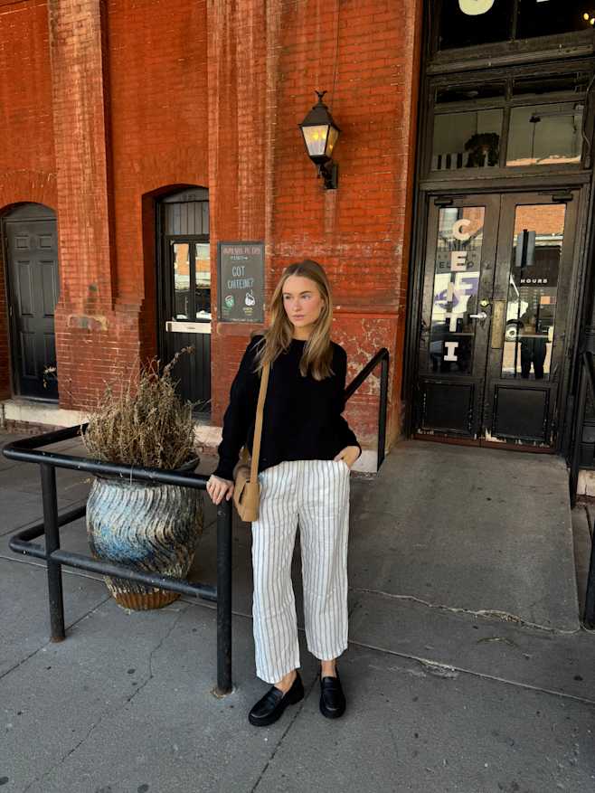 Black 100% Organic Cotton Boyfriend Crew Sweater