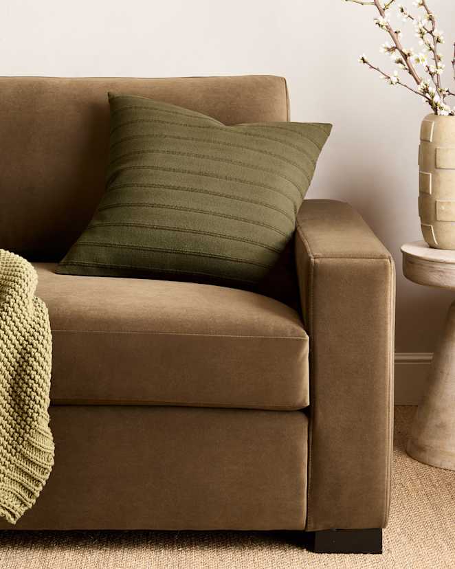 Olive Textured Striped Cotton Pillow Cover (Set of 2)