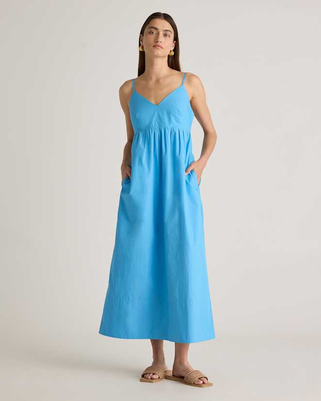 Cornflower Blue 100% Organic Cotton Sleeveless Maxi Dress