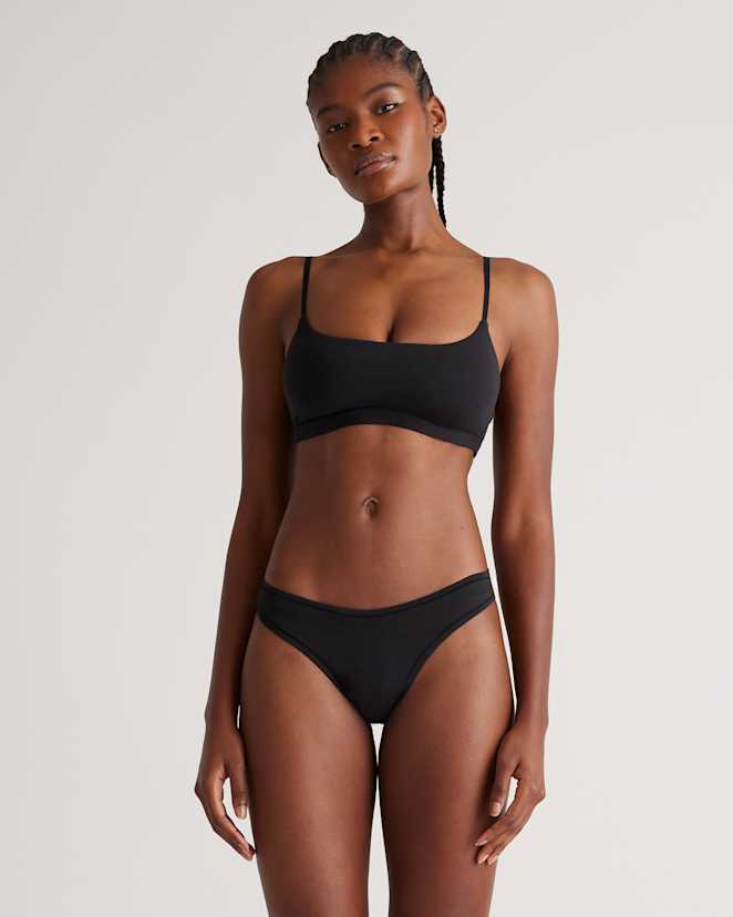 Black Brassière échancrée en coton biologique (paquet de 2)