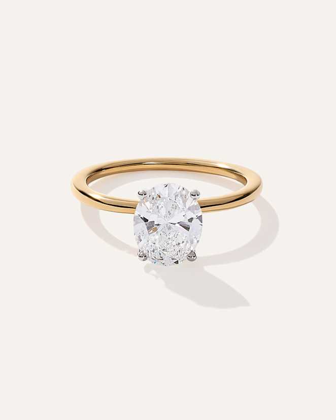 Yellow Gold Lab Grown Diamond Oval Petite Classic Engagement Ring - 2ct