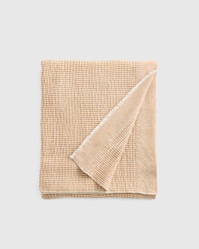 Camel Cashmere Wool Patterned Throw