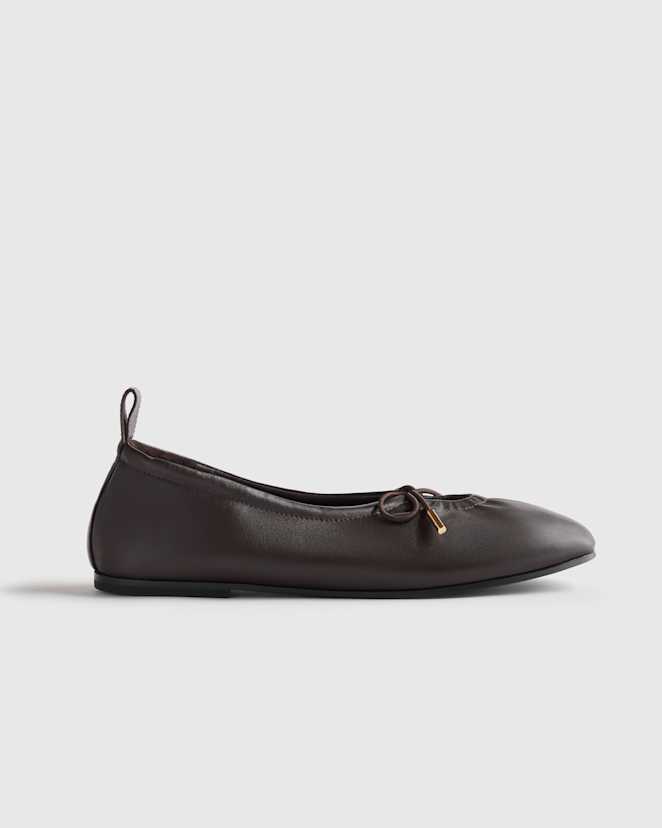 Coffee Bean Italian Leather Keyhole Ballet Flat