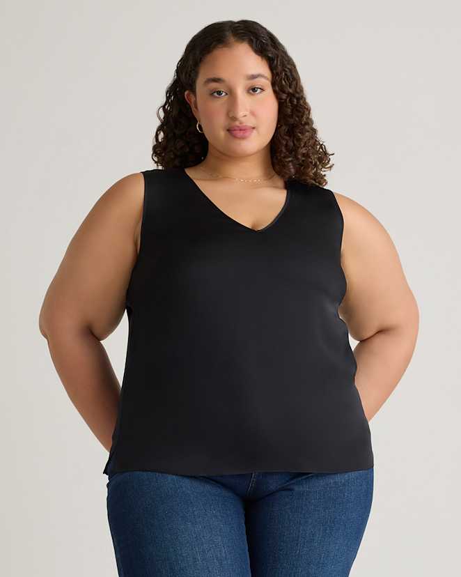 Black Washable Stretch Silk Tank