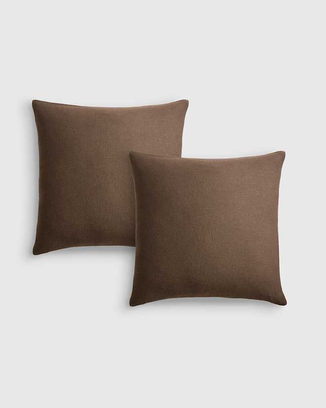 Brown/Natural Reversible Linen Bamboo Pillow Cover (Set Of 2)