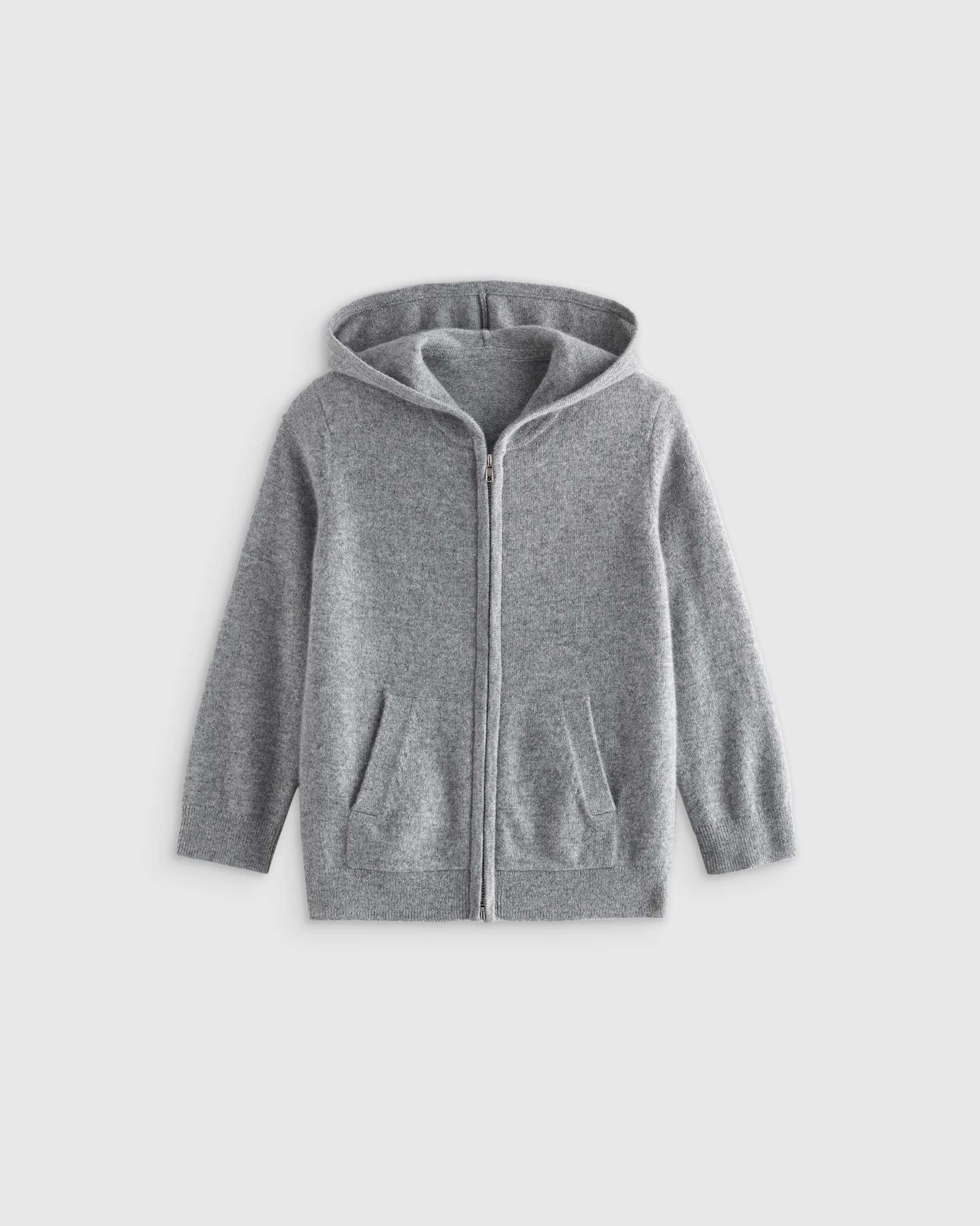 heather-grey Washable Cashmere Full Zip Hoodie