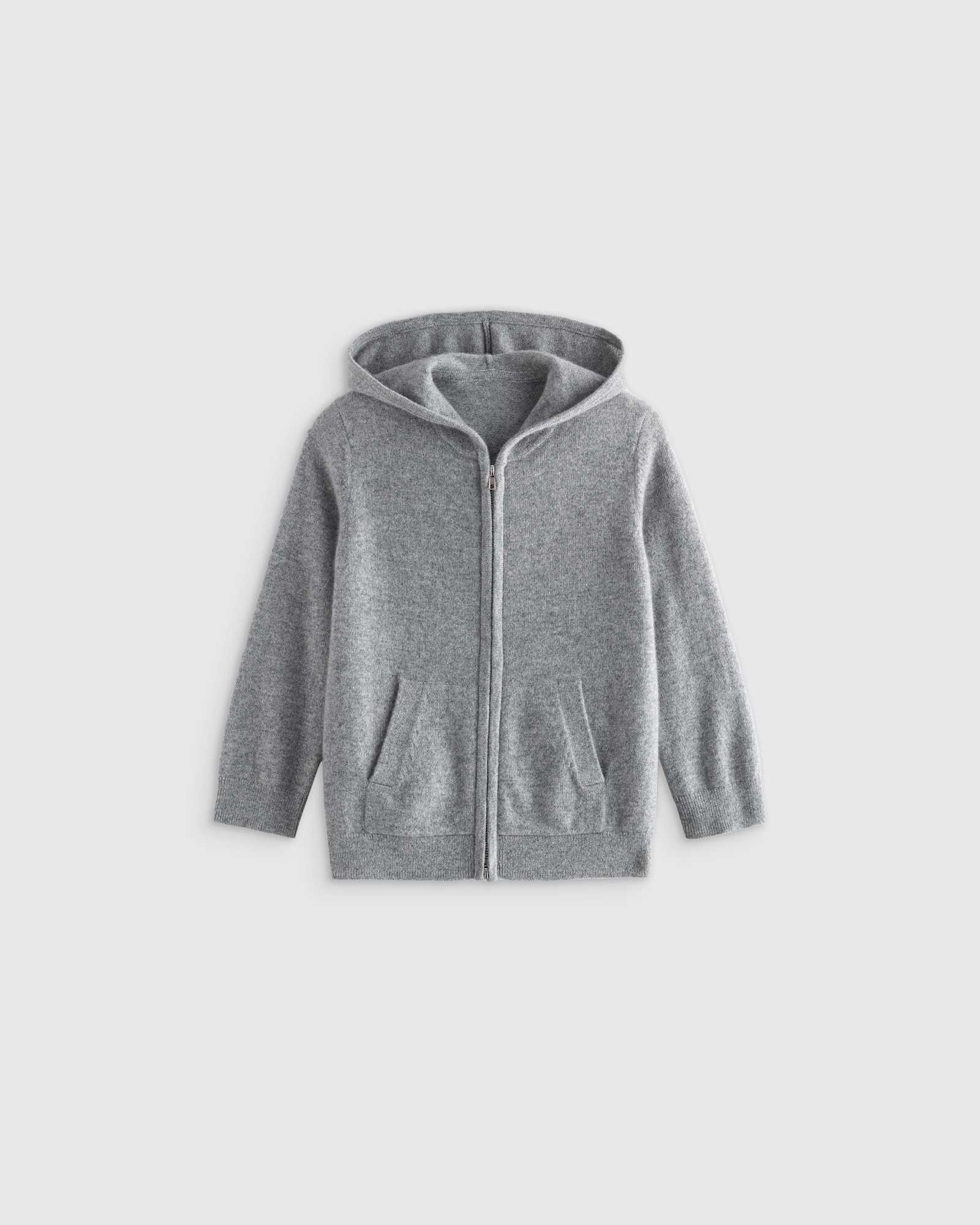 heather-grey Washable Cashmere Full Zip Hoodie