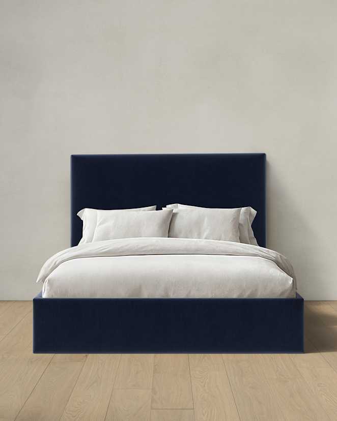 Ocean Square Bed in Performance Velvet