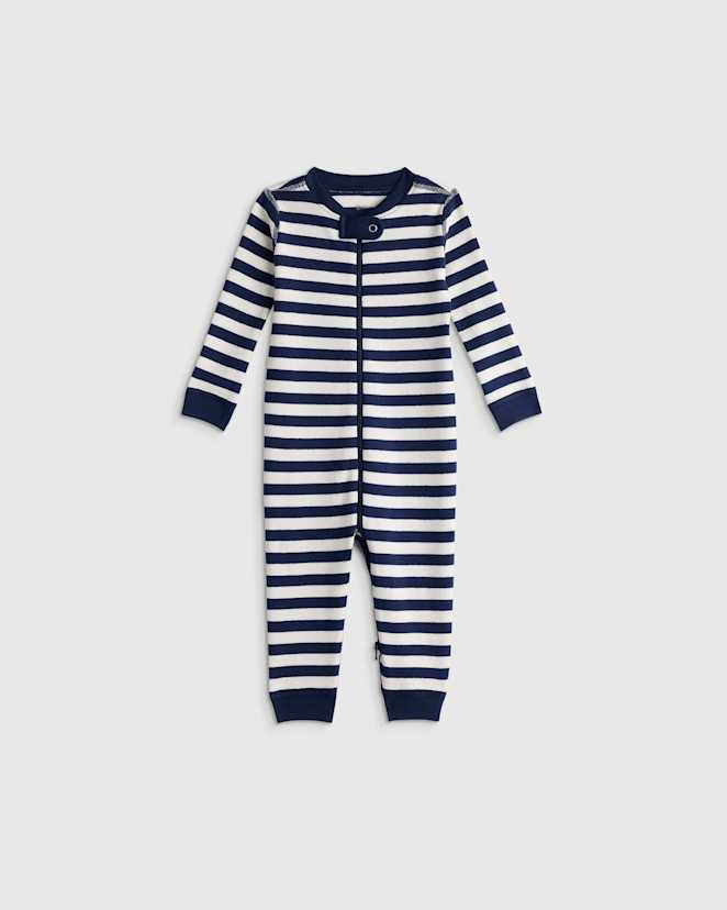 Navy Stripe 100% Organic Cotton One Piece Pajama