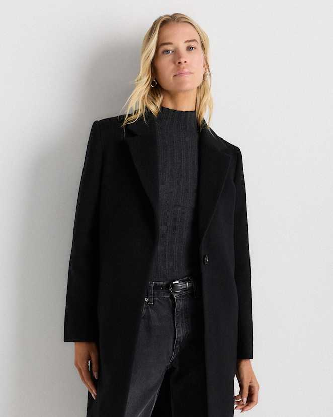 Black Wool Cashmere Classic Single-Breasted Coat