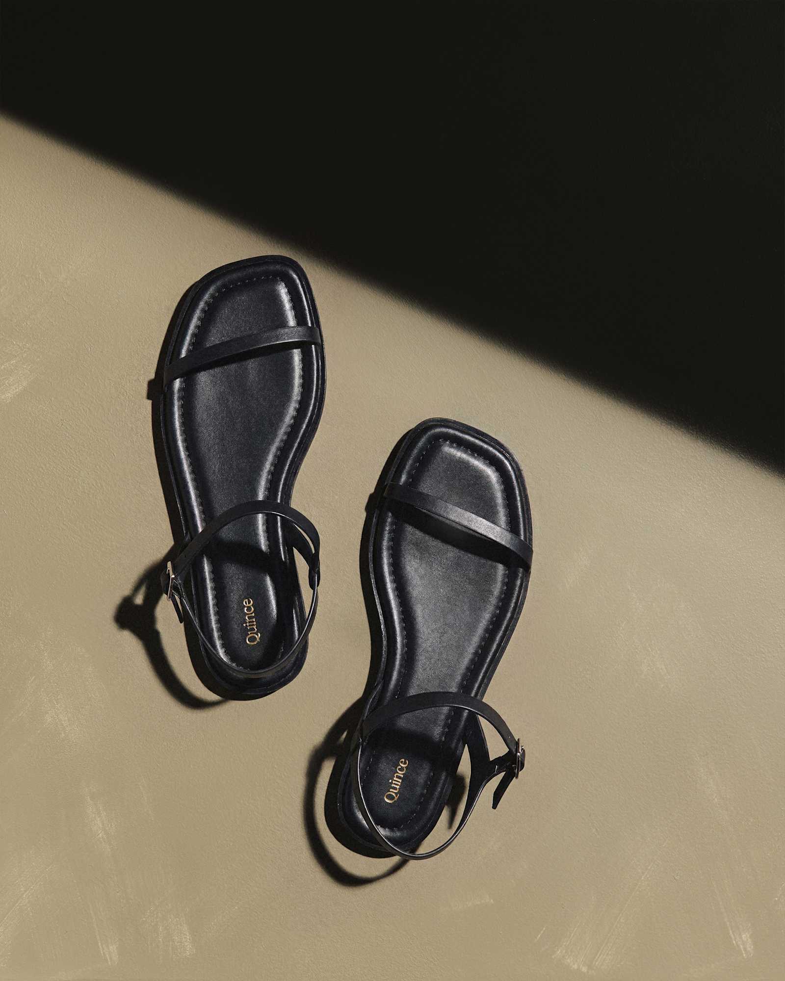 Italian Leather Ankle Strap Flat Sandal