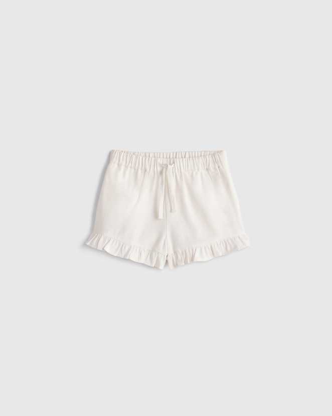 White Girls Ruffle Hem Woven Short