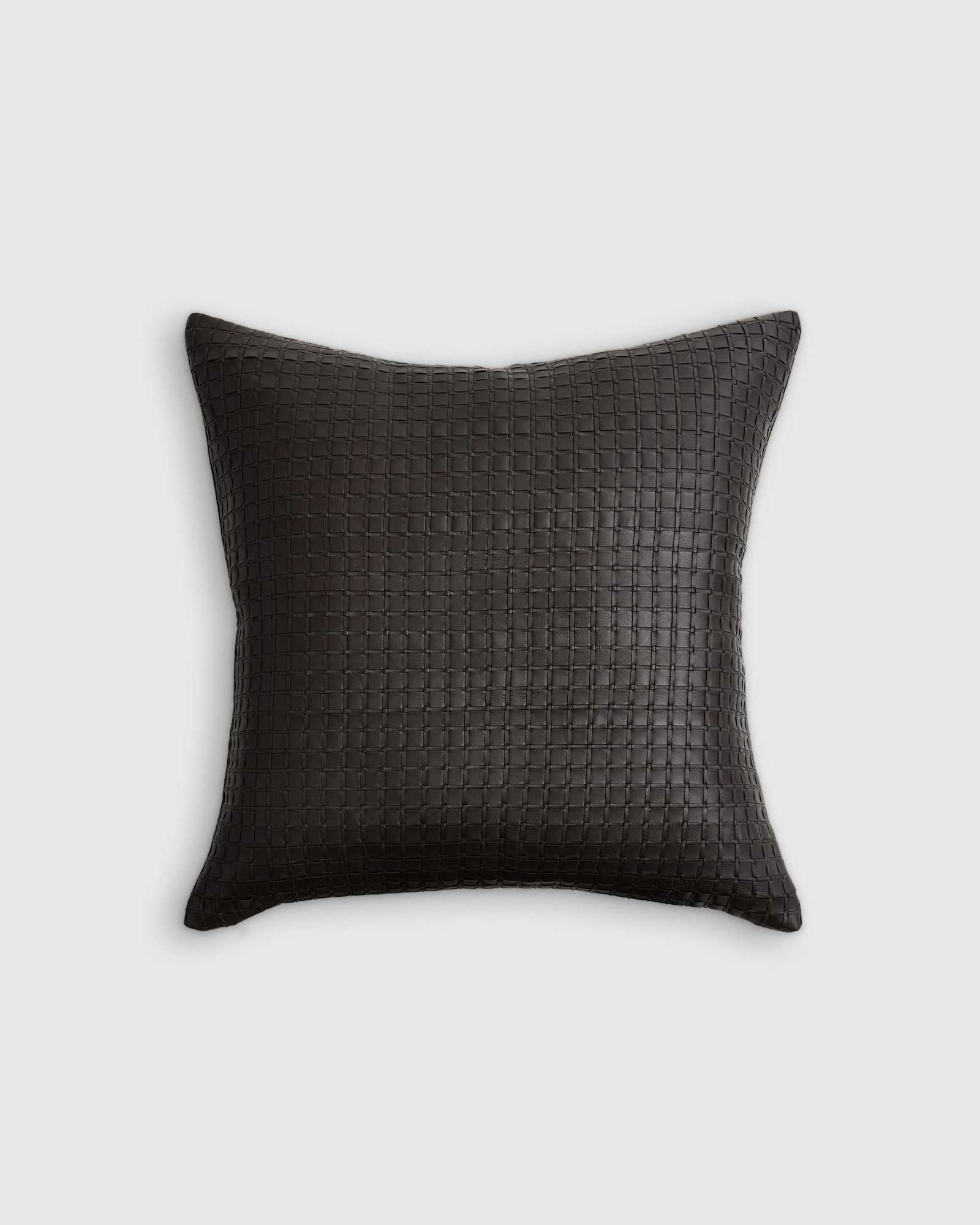 U Hac 435 blk 45835 EDITED black Leather Basketweave Pillow Cover