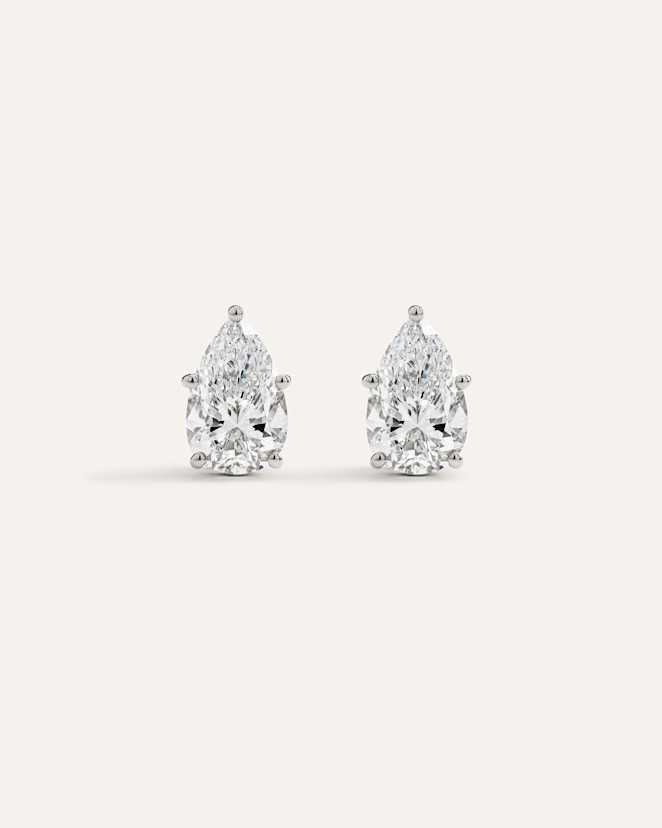 White Gold 14K Gold Lab Grown Diamond Statement Pear Studs - 6ctw
