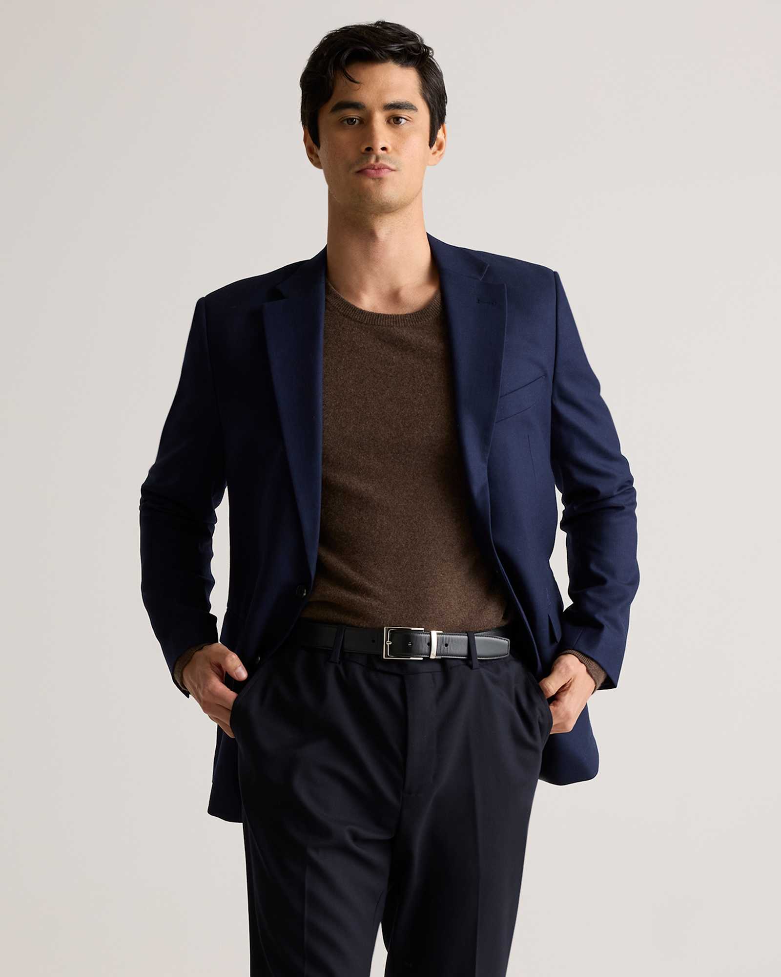 navy Stretch Wool Blazer