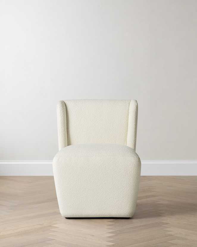 Ivory Performance Boucle Shelter Back Dining Chair