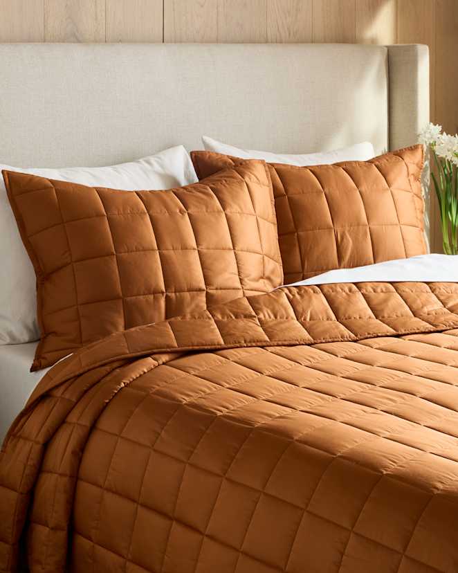 Terracotta Bamboo Box Quilted Sham Set