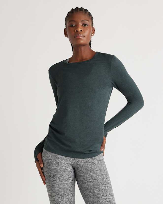 Heather Green Flowknit Breeze Long Sleeve Top