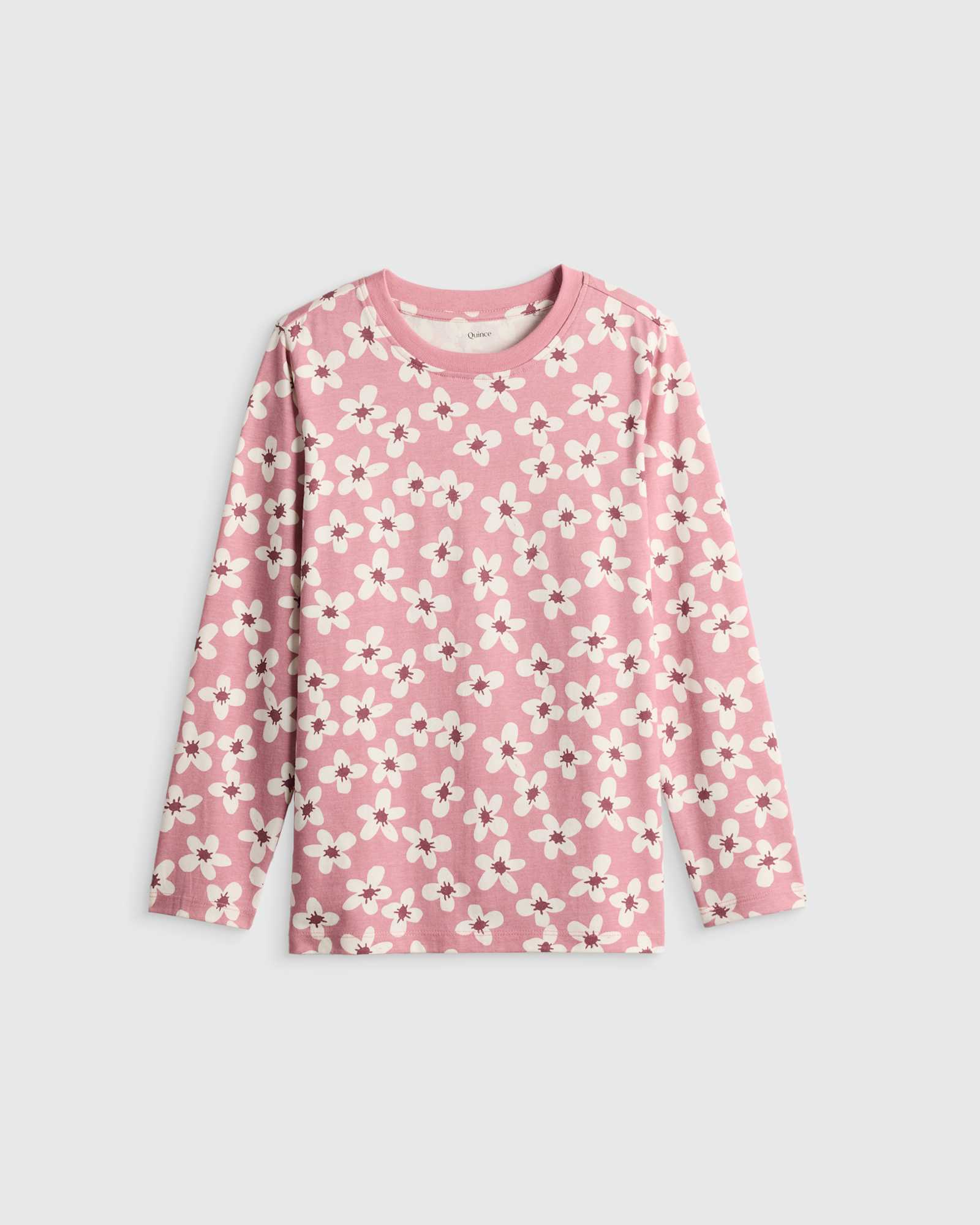 mauve-daisies 100% Organic Cotton Jersey Long Sleeve Tee