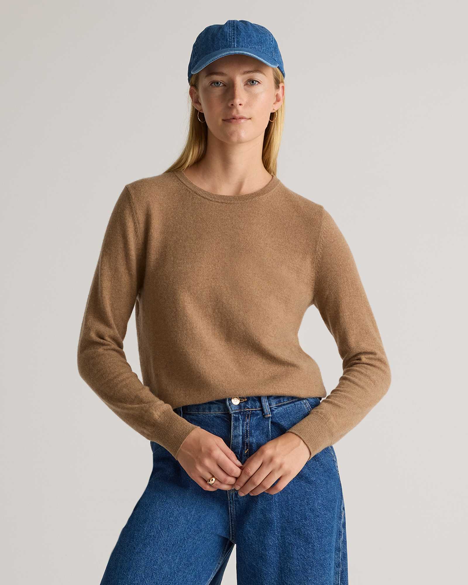 teak Mongolian Cashmere Crewneck Sweater