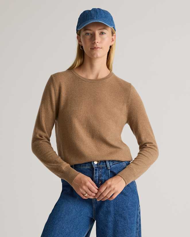 Teak Mongolian Cashmere Crewneck Sweater