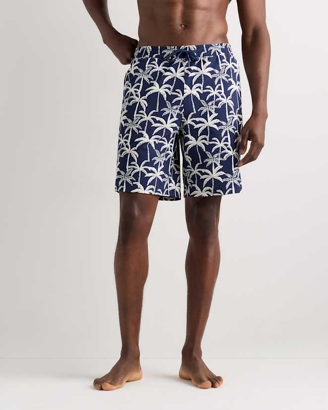 Navy Palms Italian Swim Trunks - 9"