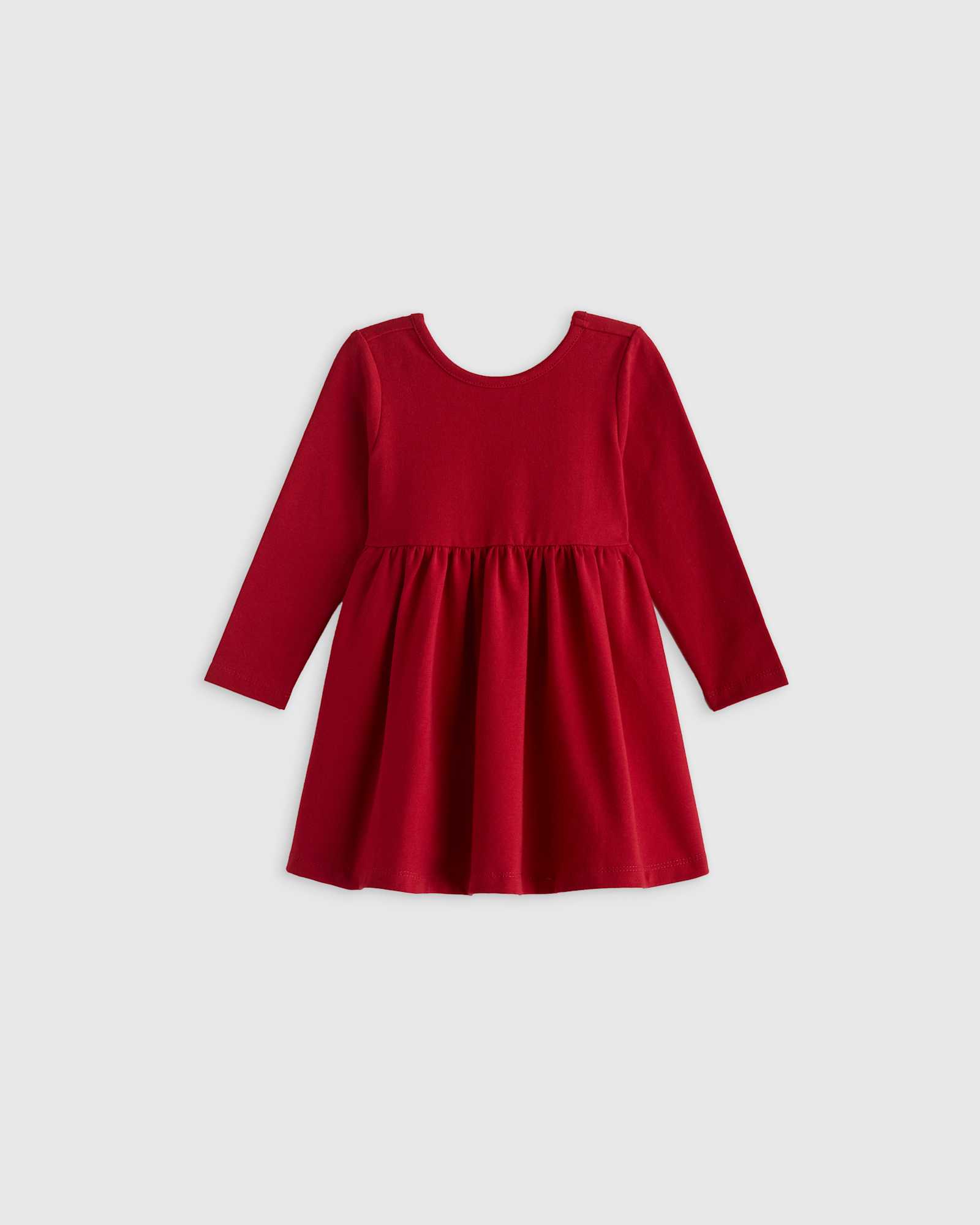 red Organic Cotton Long Sleeve Skater Dress