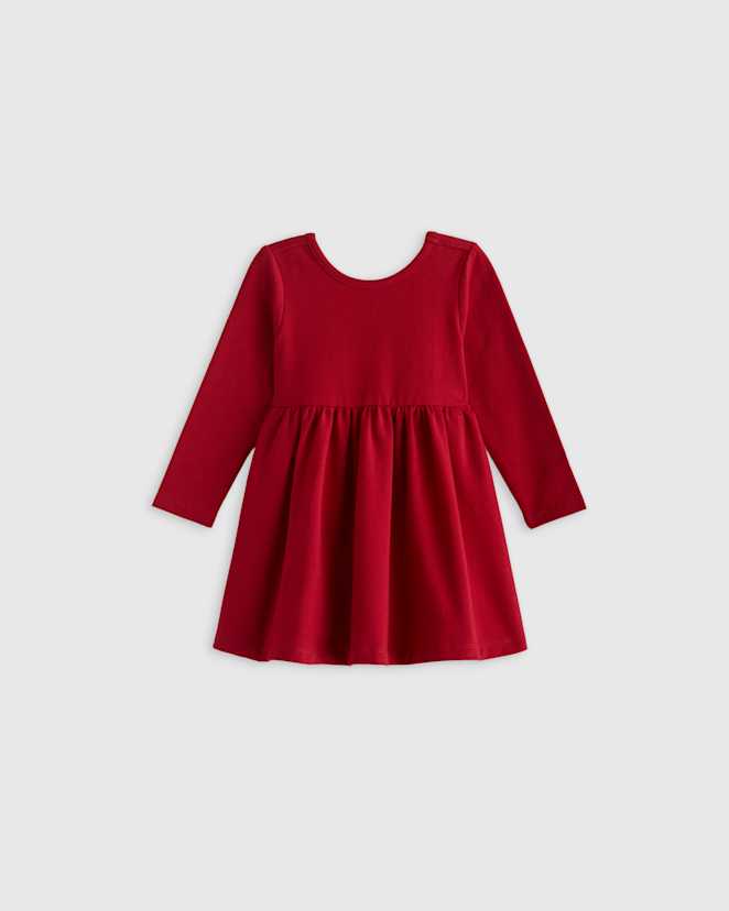 Red Organic Cotton Long Sleeve Skater Dress