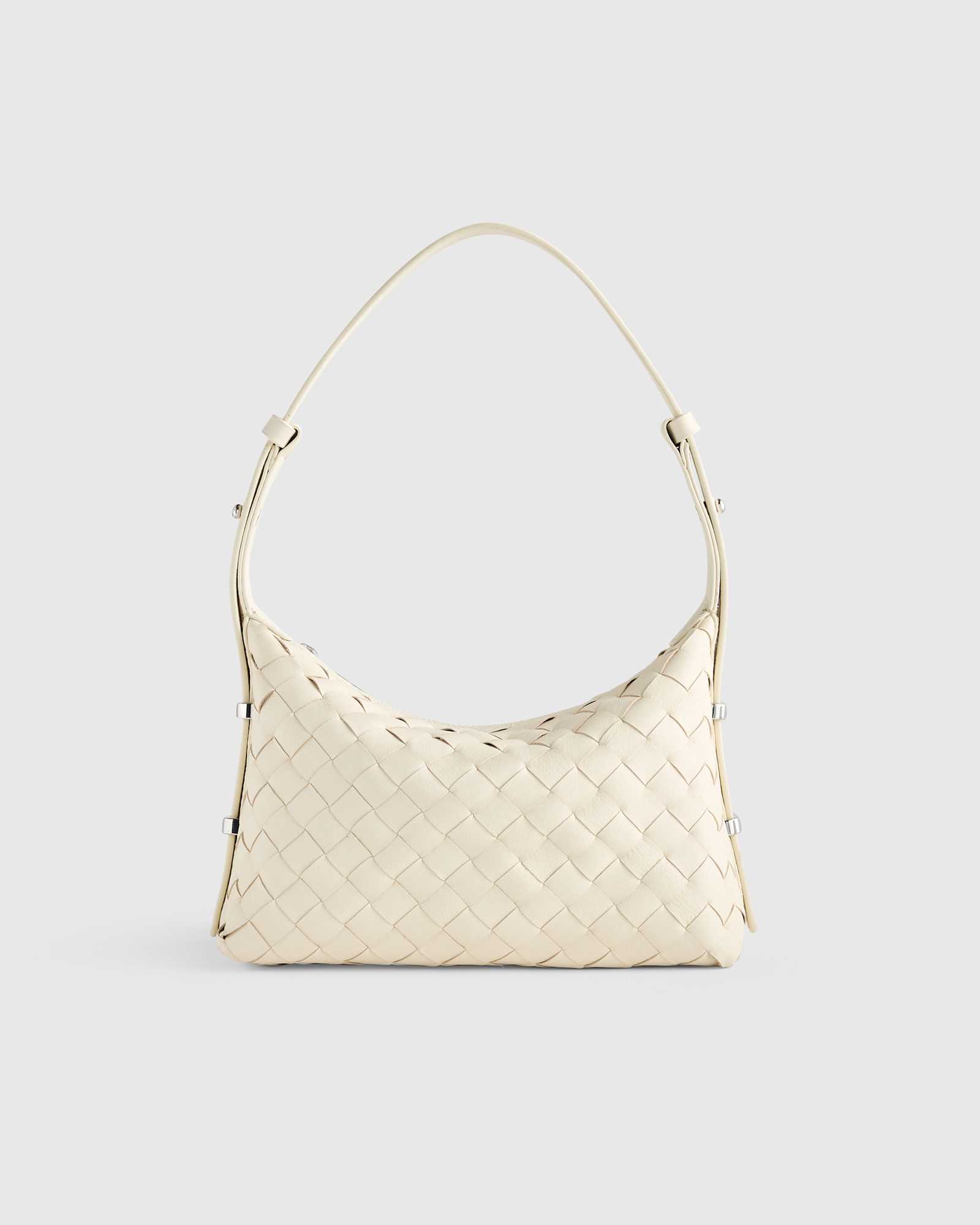 Bone Italian Leather Handwoven Mini Bag