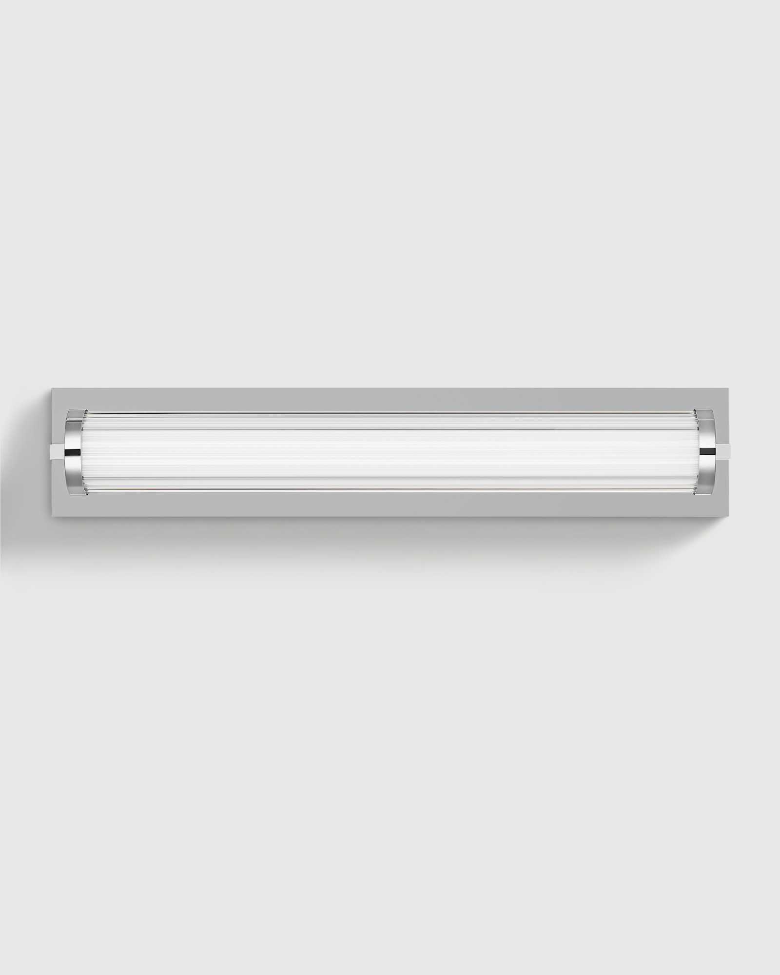 Polished Nickel Ribbed Steel LED Vanity Sconce