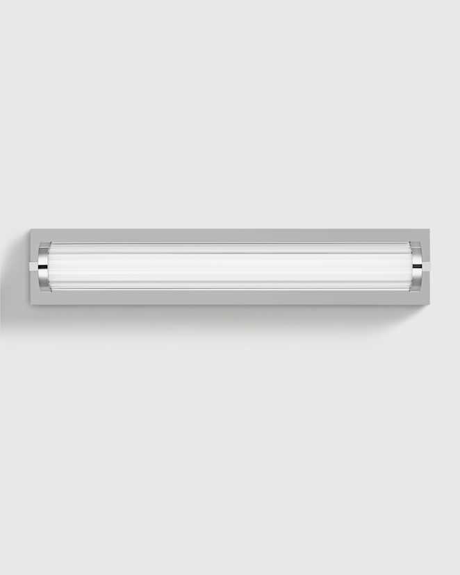 Polished Nickel Ribbed Glass LED Vanity Sconce