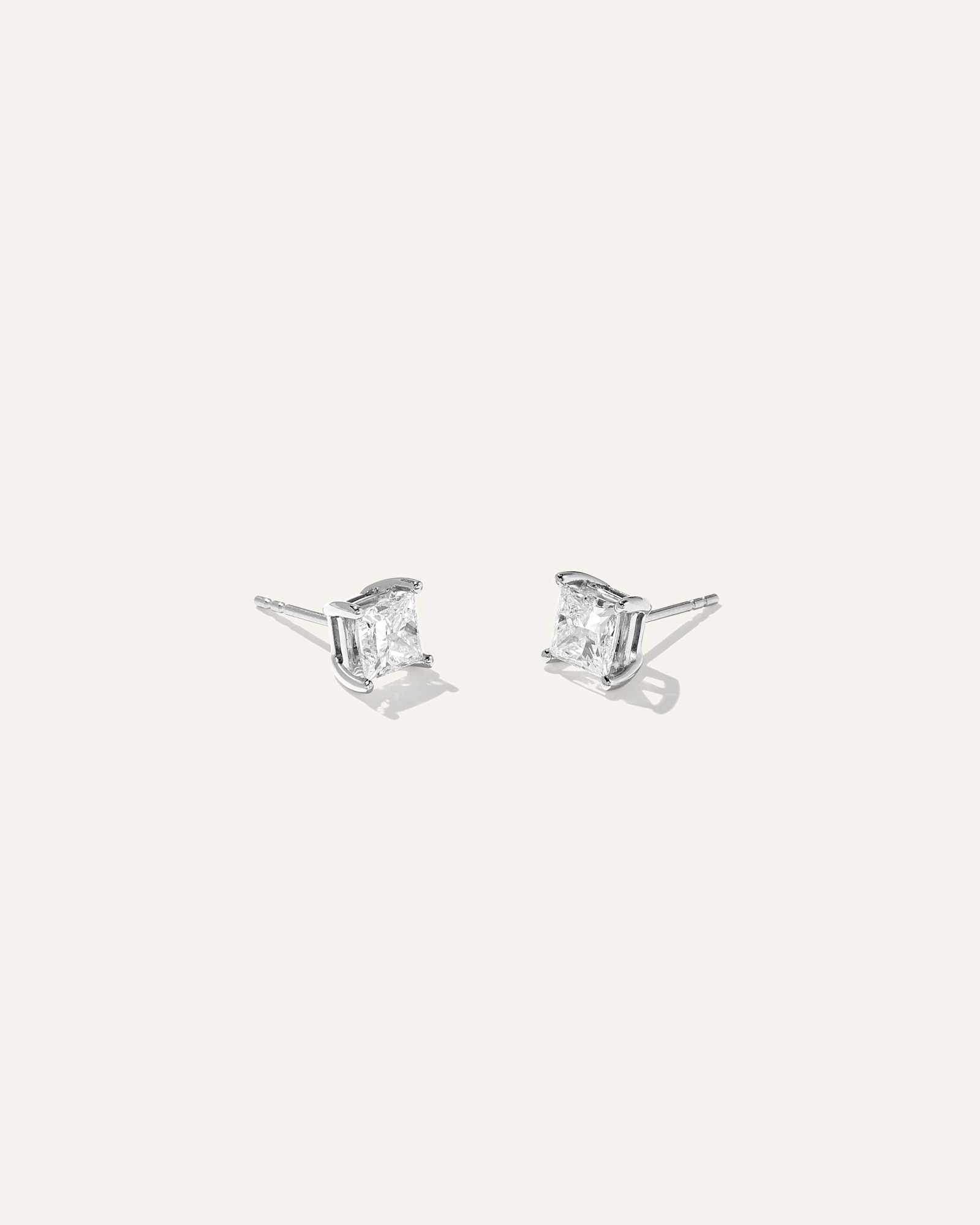 white-gold 14K Gold Lab Grown Diamond Princess Solitaire Studs