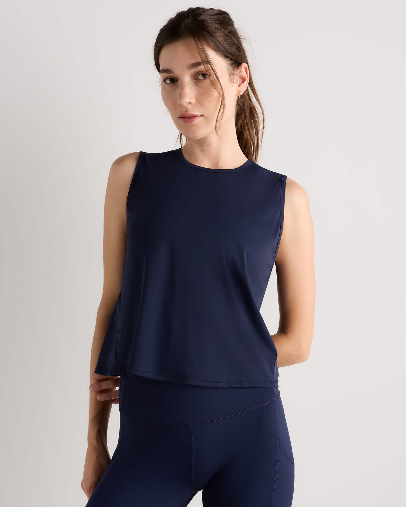 Deep Navy Essential Run Cropped Muscle Tank