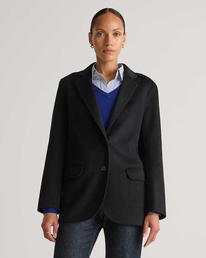 Black Double-Faced Merino Wool Soft Blazer