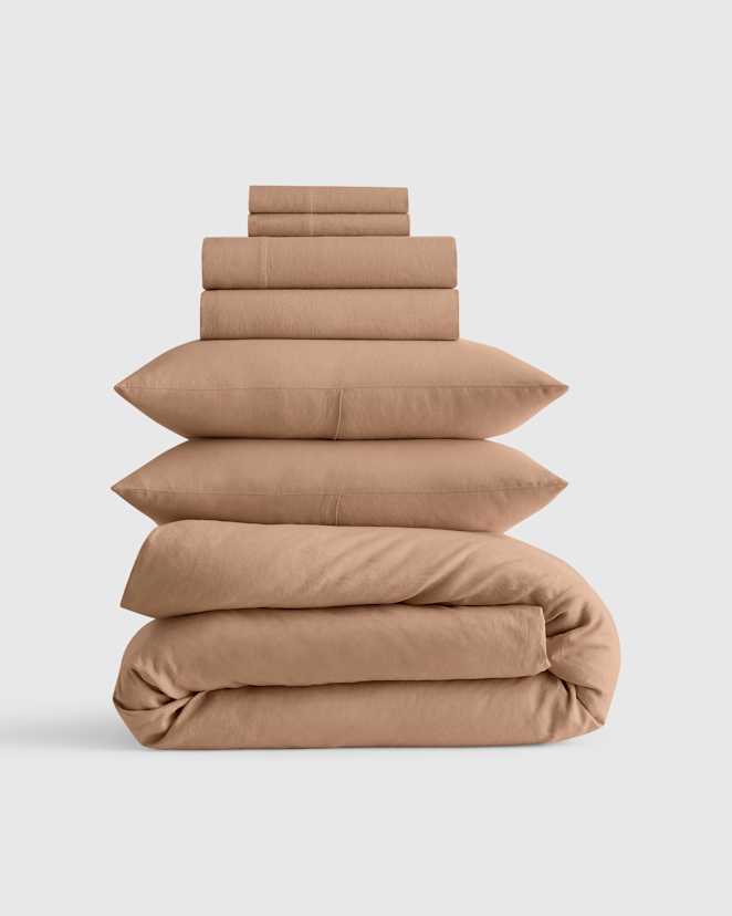 Latte European Linen Deluxe Bedding Bundle