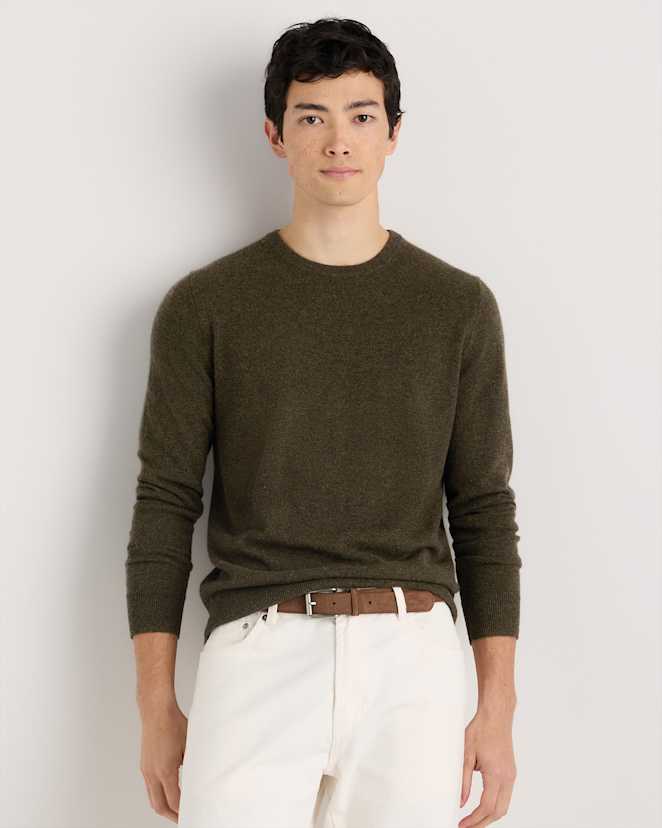 Olive Twist Mongolian Cashmere Crewneck Sweater