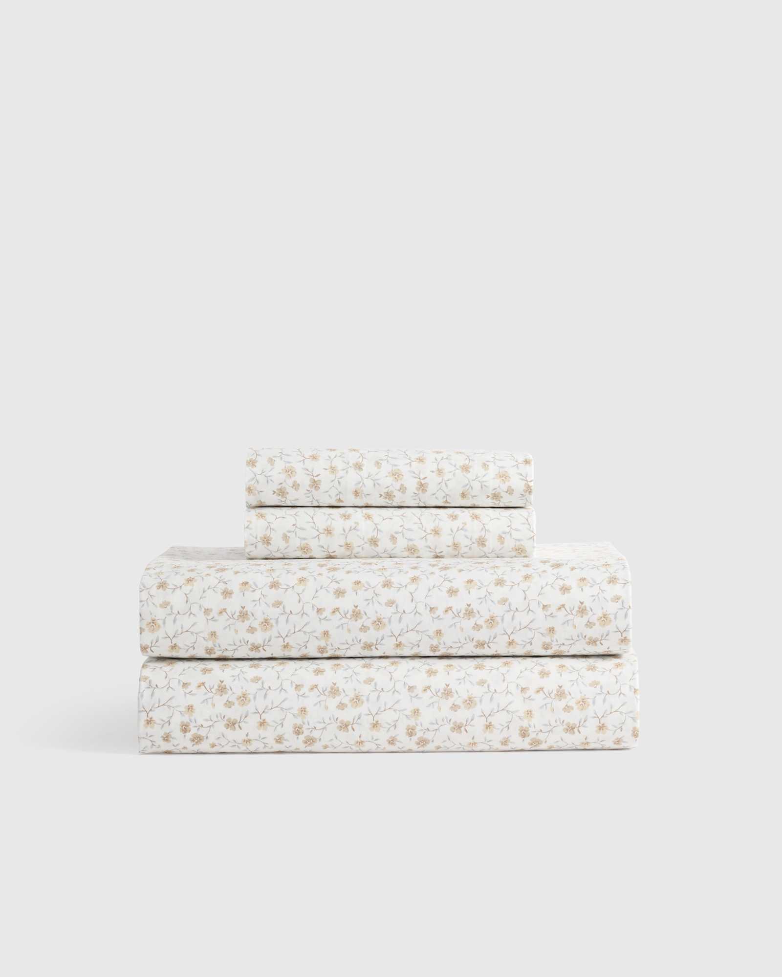 Toffee Florette Organic Crisp Percale Floral Sheet Set
