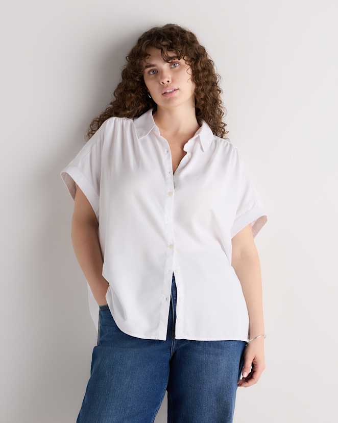 White Vintage Wash Tencel Camp Shirt