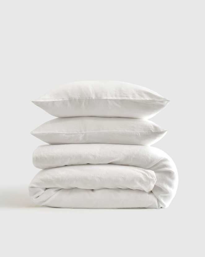 White European Linen Duvet Cover Set