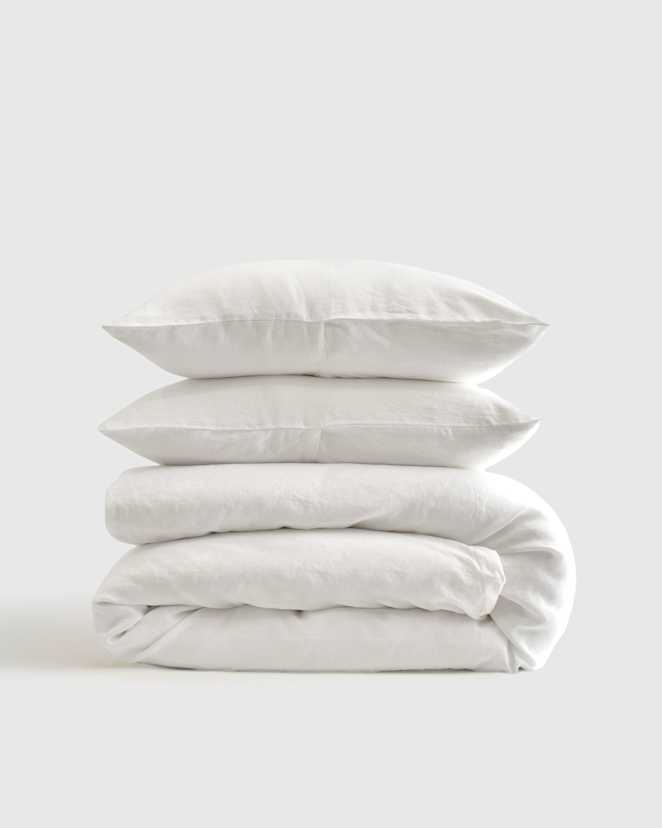 White European Linen Duvet Cover Set