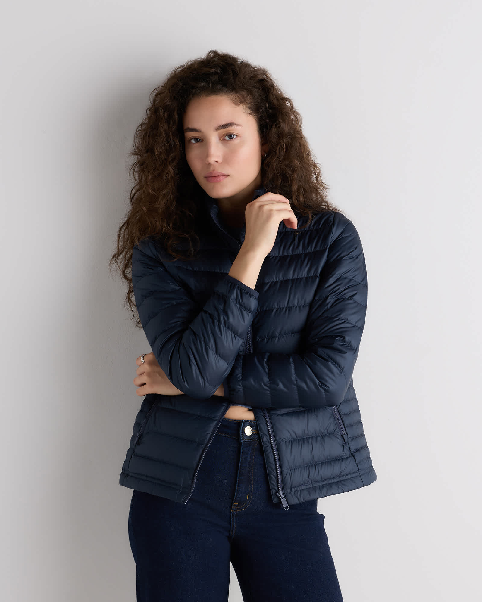 Atlas Navy Lightweight Down Packable Puffer Jacket