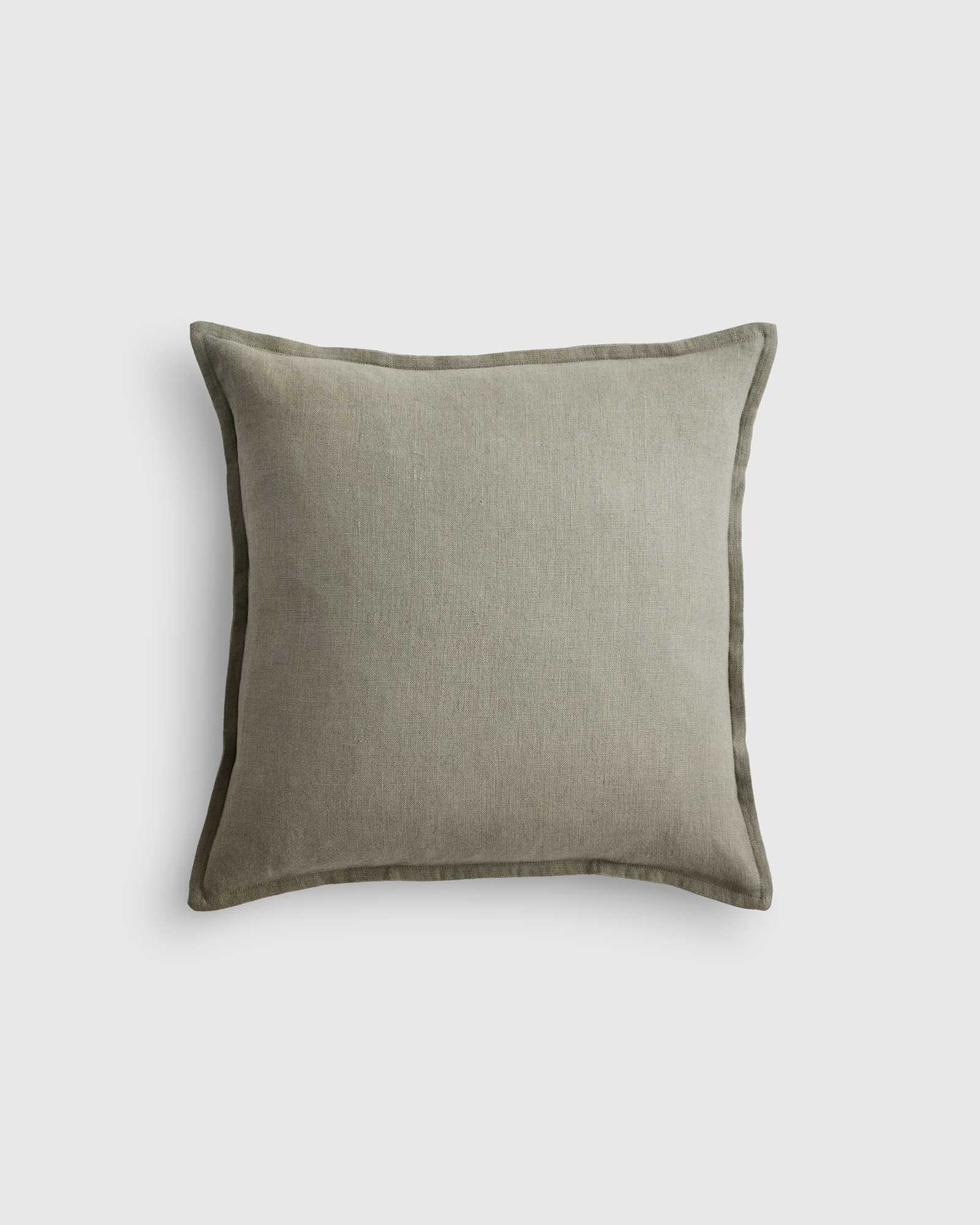 sage European Linen Flange Edge Pillow Cover