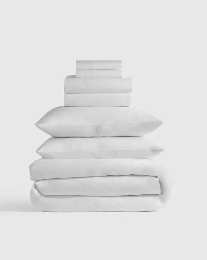 White Classic Organic Percale Deluxe Bedding Bundle