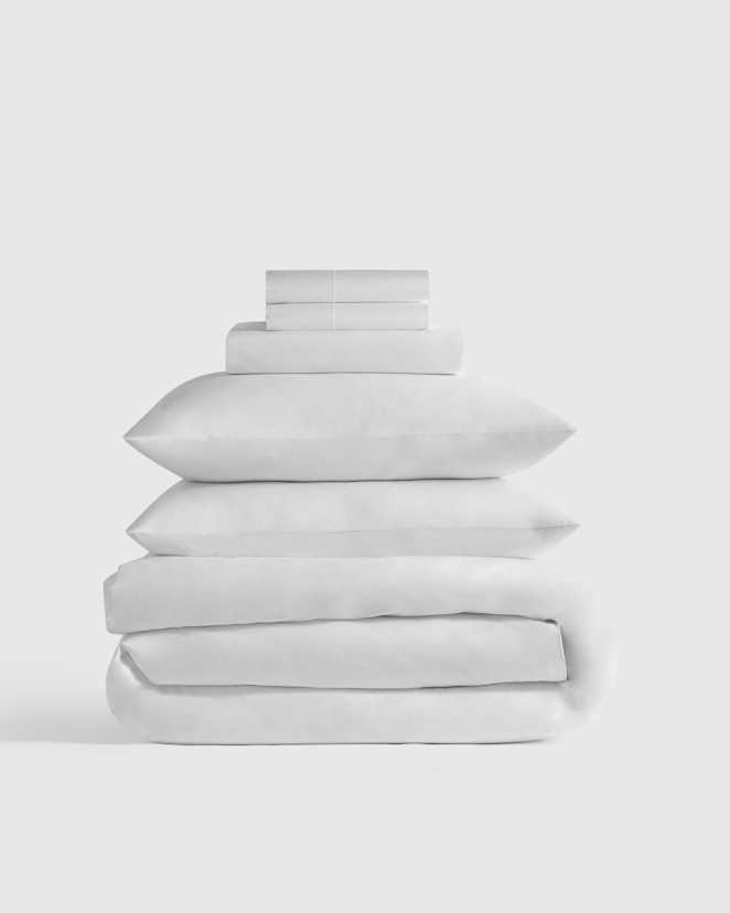 White Organic Crisp & Smooth Cotton Deluxe Bedding Bundle