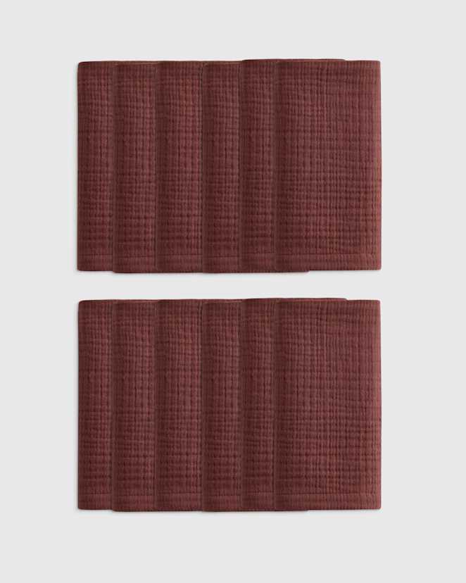 Burgundy Serviettes de table en gaze de coton biologique (ensemble de 12)