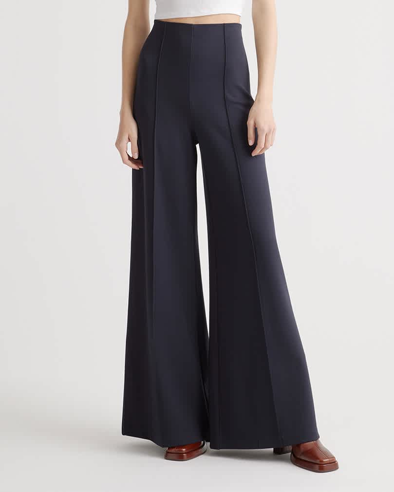 Navy Ultra-Stretch Ponte Super Wide Leg Pants