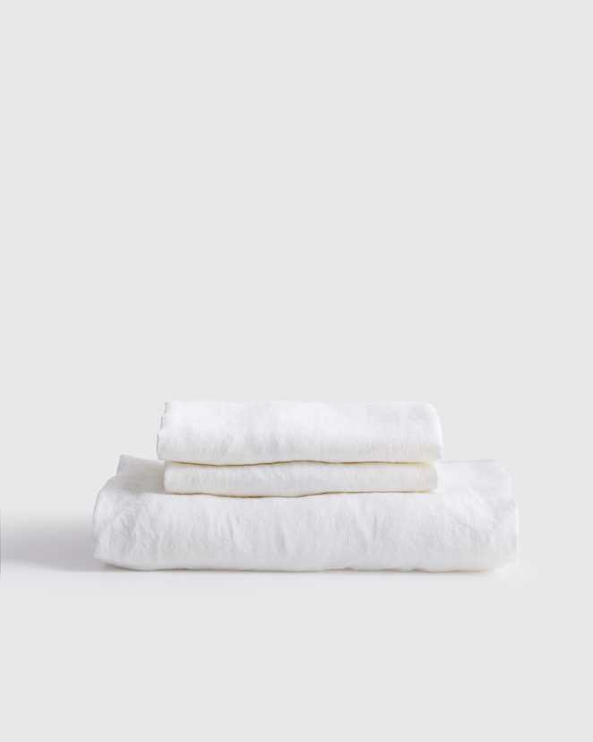 White European Linen Fitted Sheet Set
